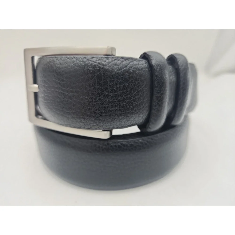 Daniel Cremieux Black Belt Silver Tone Buckle Double Loop Italian Leather Sz 40